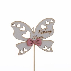 motyl KOCHANEJ MAMIE z różową kokardą