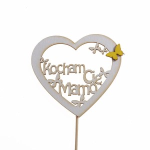 serce KOCHAM CIĘ MAMO pik z żółtym motylkiem