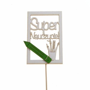 ramka SUPER NAUCZYCIEL pik z zieloną kredką