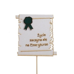 tabliczka ŻYCIE ZACZYNA SIĘ NA EMERYTURZE  z zieloną dekoracją