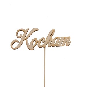 napis ze sklejki Kocham topper pik do kwiatów