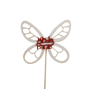 motyl Młodej Parze topper pik na ślub czerwony napis