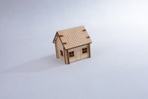 DOMEK model ze sklejki do lasu w szkle, dekoracja do stroika, kompozycji