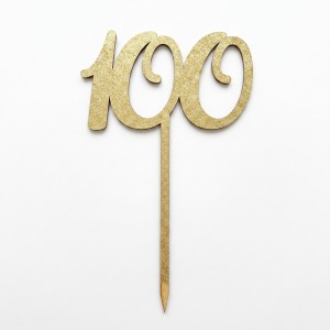 napis LICZBA 100 złoty topper 4 szt.        
